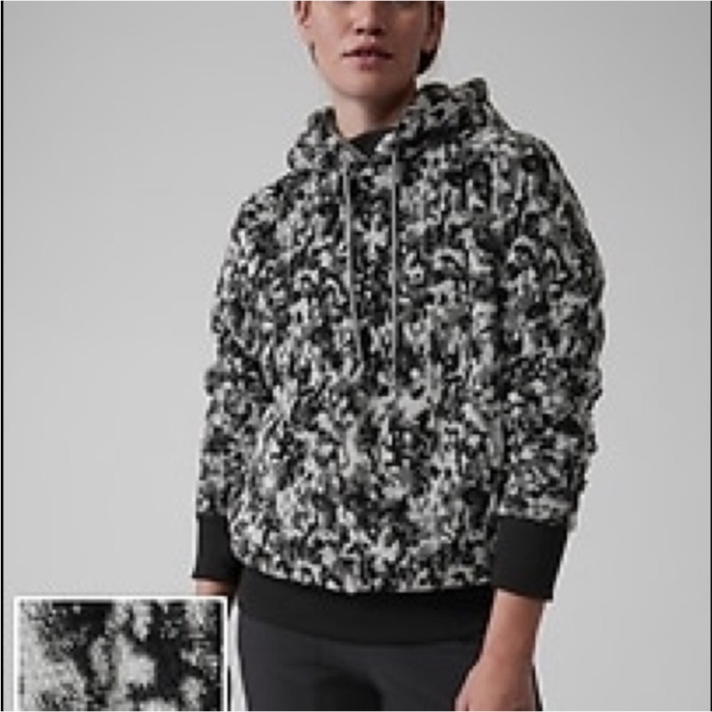 Athleta Tugga Sherpa Jacquard Hoodie XL Grey Camo NWT